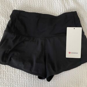 lululemon high rise speed up shorts size 0 2.5” black